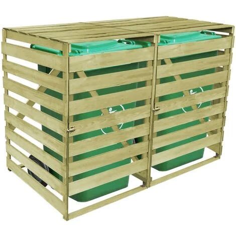 SUPERMARKET Abri Pour Poubelle Double 240 L Bois Imprégné – Image 4