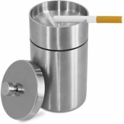 FOZIY Cendrier En Acier Inox Avec Couvercle, Ashtray Outdoor Coupe-vent Et Imperméable Facile à Nettoyer Beau Cendriers Épaissi Anti Odeur Pour Exterieur Auto Balcon Maison Restaurant，Fonepro