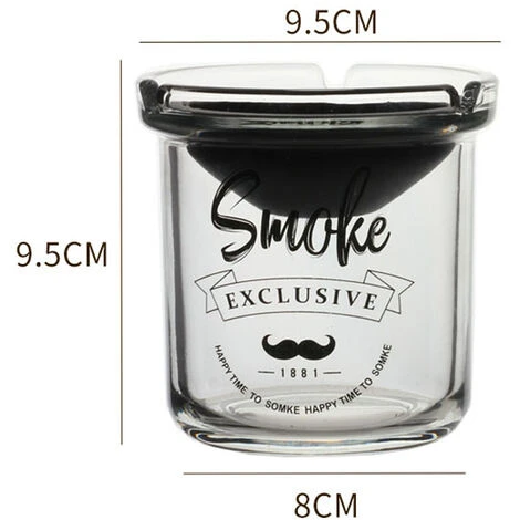 JUNJUN-Cendrier En Verre Créatif Amovible En Forme D'entonnoir En Acier Inoxydable, De Style Nordique, Empêchant Efficacement Les Cendres Et Le Vol De Fumée. Il Convient à L'intérieur, à L'extérieur, Au Bureau Et à D'autres Endroits. Briller En Noir – Image 2