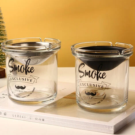 JUNJUN-Cendrier En Verre Créatif Amovible En Forme D'entonnoir En Acier Inoxydable, De Style Nordique, Empêchant Efficacement Les Cendres Et Le Vol De Fumée. Il Convient à L'intérieur, à L'extérieur, Au Bureau Et à D'autres Endroits. Briller En Noir – Image 4