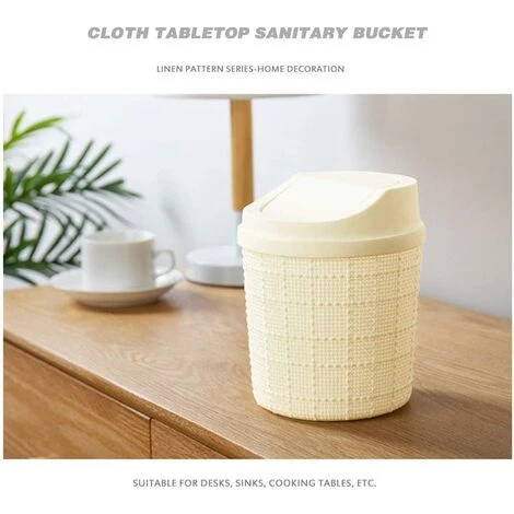MONLY 1,5L Mini Poubelle, Mini Poubelle De Bureau, Avec Poubelle Et Couvercle Pivotant, Pour Chambre,Salle,Cuisine,Véhicule (Blanc) – Image 4