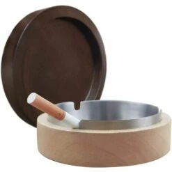 MEZHENG Cendrier Original Extérieur Design, Cendrier Avec Couvercle Fermé Anti Odeur, Cigare Cendrier Anti Vent Portable Pour Intérieur Et Extérieur(GRANDE)