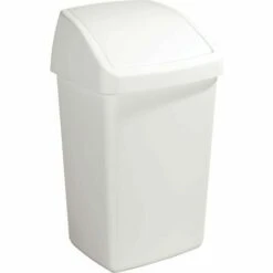 Poubelle En Plastique Avec Couvercle Basculant 50 Litres - Blanc