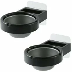 Cendrier Mural D'extérieur，Cendrier Mural De Salle De Bain，Cendrier De Bureau，Cendrier En Acier Inoxydable，Cendrier De Salle De Bain, 2Pcs Noir 56Vingt