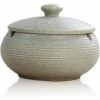 PERLE RARE Cendrier En Céramique Avec Couvercles, Cendrier Coupe-vent Pour Cigarettes à Usage Intérieur Ou Extérieur (Blanc)