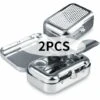 PERLE RARE Cendrier Portable, 2 Pièces Cendrier De Voyage Avec Couvercle, Cendrier De Poche Anti Odeurs, Avec Support Pour La Cigarette, Boîte Rectangulaire,Argent