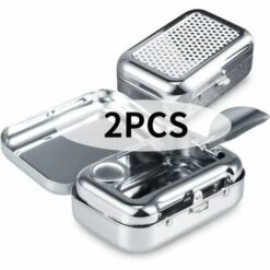 PERLE RARE Cendrier Portable, 2 Pièces Cendrier De Voyage Avec Couvercle, Cendrier De Poche Anti Odeurs, Avec Support Pour La Cigarette, Boîte Rectangulaire,Argent