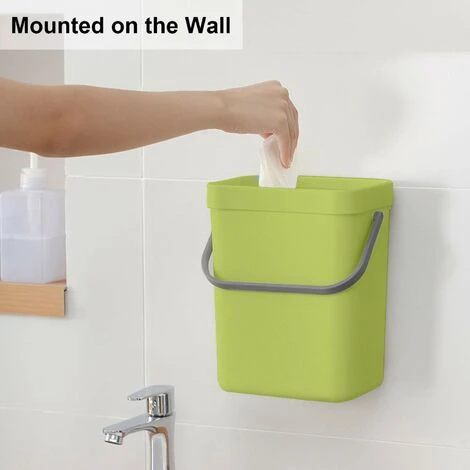 QERSTA Corbeille à Déchets Alimentaires Pour Cuisine, Poubelle Murale, 3L/0,8 Gal, Vert â Image 3