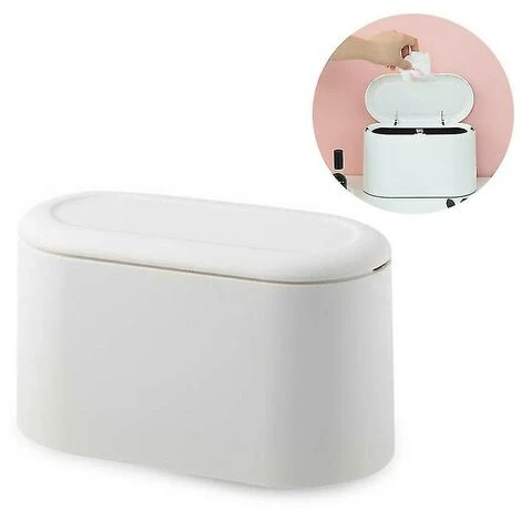 BDD Poubelle De Bureau De Style Japonais Bomb Cover Squeezer Boîte De Rangement Poubelle De Rangement à Double Couche (Blanc)