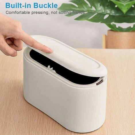 BDD Poubelle De Bureau De Style Japonais Bomb Cover Squeezer Boîte De Rangement Poubelle De Rangement à Double Couche (Blanc) – Image 2