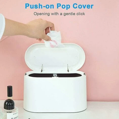 BDD Poubelle De Bureau De Style Japonais Bomb Cover Squeezer Boîte De Rangement Poubelle De Rangement à Double Couche (Blanc) – Image 4