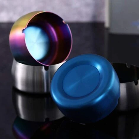 BDD 1 Paquet De Cendrier Rond En Acier Inoxydable épaissi Anti-chute Et Résistant Aux Hautes Températures Cendrier De Salon (couleur) – Image 3