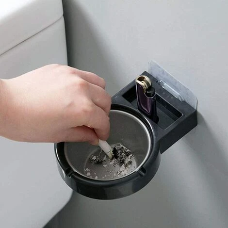 BDD 1 Pièce De Cendrier Mural En Acier Inoxydable, Toilette Non Poreuse à Aspiration Murale Domestique, Cendrier Amovible Pour Salle De Bain Et Bureau, étagère De Rangement, Noir – Image 2