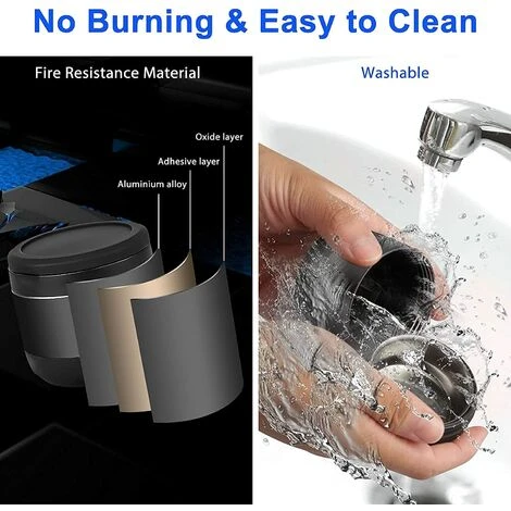 OSQI Porte-gobelet De Véhicule Automobile Poubelle Petite Mini-poubelle Poubelle De Voiture Mini Cendrier De Voiture Porte-gobelet Cendrier De Voiture Avec Couvercle LED Pour Voiture Bureau Maison – Image 4