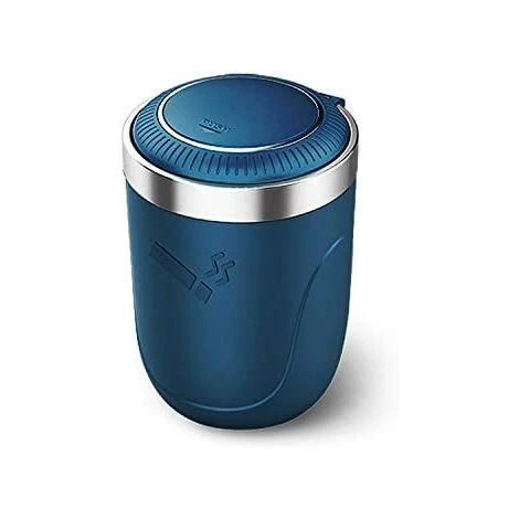 OSQI Cendrier De Voiture Avec Couvercle, Cendrier Universel Coupe-vent Pour Porte-gobelet, Poubelle Portable, Cendrier En Plastique En Acier Inoxydable Avec Lumière LED, Bleu Encre – Image 2