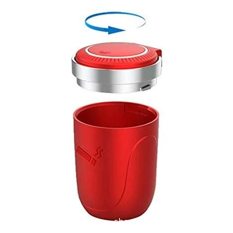OSQI Cendrier De Voiture Avec Couvercle, Cendrier Coupe-vent Universel Pour Porte-gobelet Poubelle Portable En Acier Inoxydable Cendrier En Plastique Avec LED, Rouge – Image 3