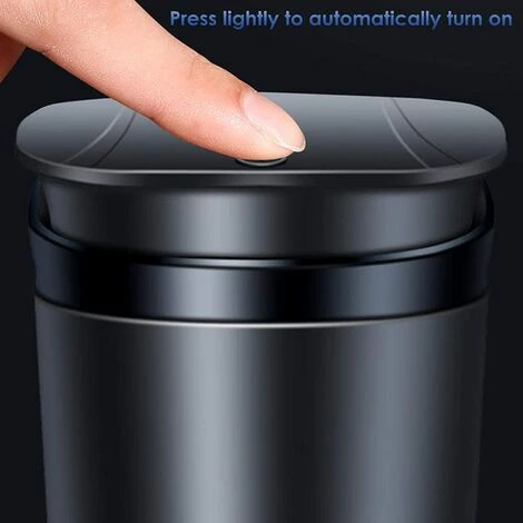 OSQI Cendrier De Voiture Portable Mini Poubelle De Voiture Cendrier Sans Fumée Avec Couvercle Et Indicateur LED Bleu Accessoire De Voiture Pour La Maison Et Le Bureau Noir â Image 2