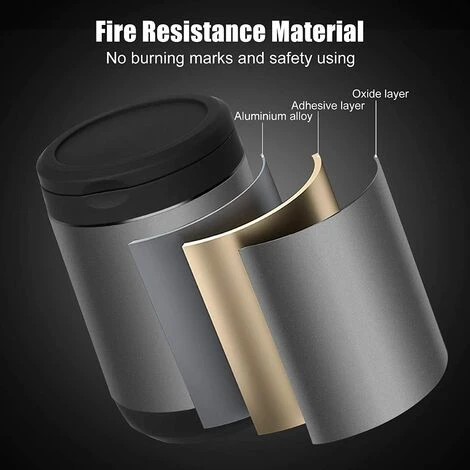 OSQI Cendrier De Tasse De Voiture Avec Couvercle Et Lumière LED, Seau De Cendres De Voyage De Cigare Décoratif Idéal Cendrier De Cigarette Extérieur Poubelle De Voiture – Image 4