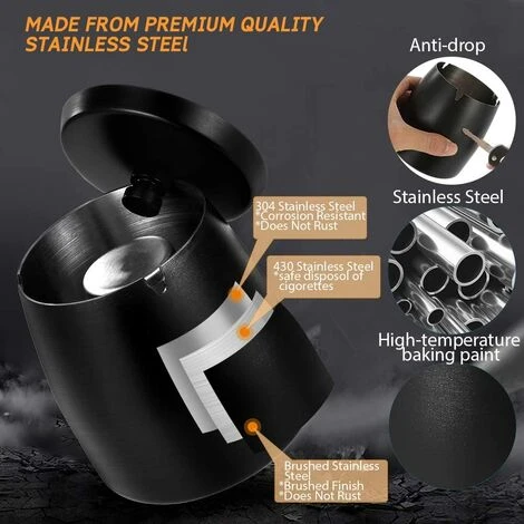 HELLO KITTY BAIN Cendrier à Cigarettes Avec Couvercle Cendriers En Acier Inoxydable Sans Fumée Recouverts D'odeur Coupe-vent – Image 2