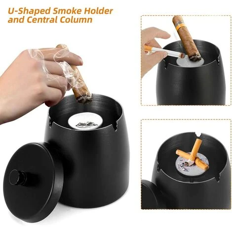 HELLO KITTY BAIN Cendrier à Cigarettes Avec Couvercle Cendriers En Acier Inoxydable Sans Fumée Recouverts D'odeur Coupe-vent – Image 3