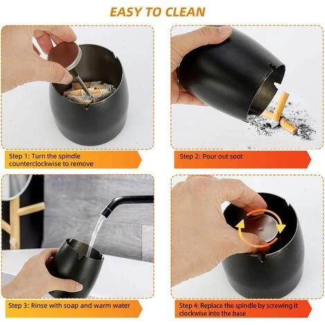 HELLO KITTY BAIN Cendrier à Cigarettes Avec Couvercle Cendriers En Acier Inoxydable Sans Fumée Recouverts D'odeur Coupe-vent – Image 5