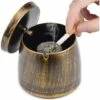 PERLE RARE Cendrier Avec Couvercle, Cendrier En Acier Inoxydable Coupe-vent Extérieur Et Intérieur 100 × 84 Mm, Cendrier à Cigarettes Pour Jardin, Bureau, Maison (Bronze)