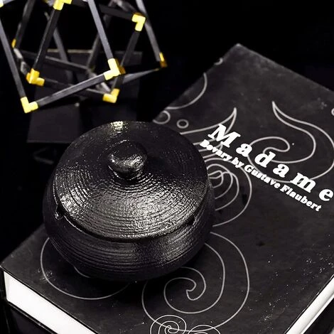 PERLE RARE Cendrier En Céramique Avec Couvercle, Cendrier Coupe-vent Intérieur Et Extérieur (noir) â Image 3