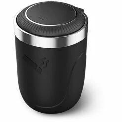 Cendrier Voiture,Cendriers De Voiture Portable En Acier Inoxydable Avec Couvercle Et Lumière LED Noir Pour Voiture Maison Bureau Et Voyage 1 Pièce 13Treize