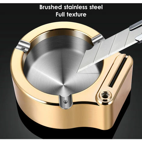 YIENJAOY Poubelle Pour Collectivité , AGILITY Cendrier En Metal Creatif Retro A L Ancienne, Cendrier Multifonctionnel En Acier Inoxydable A Dix Mille Allumettes, Avec Briquet Permanent D Or – Image 5