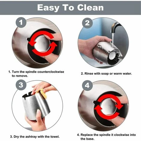 FLETéçA Cendrier Exterieur Interieur Ashtray Outdoor Incassable Metal, Beau Cendriers En Acier Inox Coupe-vent Avec Couvercle Anti Odeur Pour Jardin Balcon Maison Restaurant, Moyen – Image 5