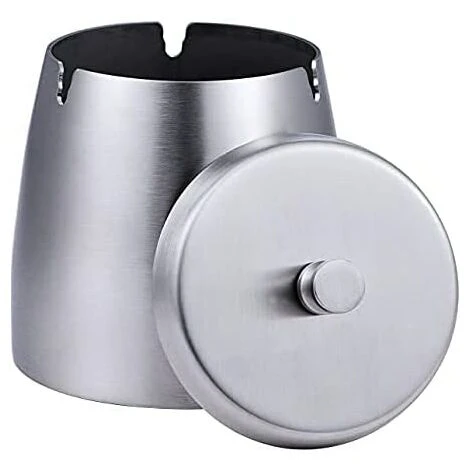 PERLE RARE Cendrier Avec Couvercle Pour Cigarette, Cendriers En Acier Inoxydable Sans Fumée, Sans Odeur, Coupe-vent Pour Table De Bureau à Domicile, Patio Extérieur, Balcon