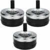 OUSUDELA 3PCS Cendrier Pivotant En Chrome Cendrier Tournant Cendrier à Vent Cendrier Avec Poussoir Cendrier Coupe-vent Pour Intérieur Et Extérieur Noir,Moderne