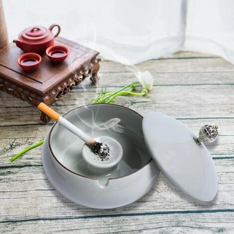 Cisea Cendrier Céramique Avec Couvercle,Cigarettes Cendrier,Cendrier Coupe-Vent, Cendrier Pour Extérieur,Intérieur, Balcon,Jardin,Bureau â Image 5