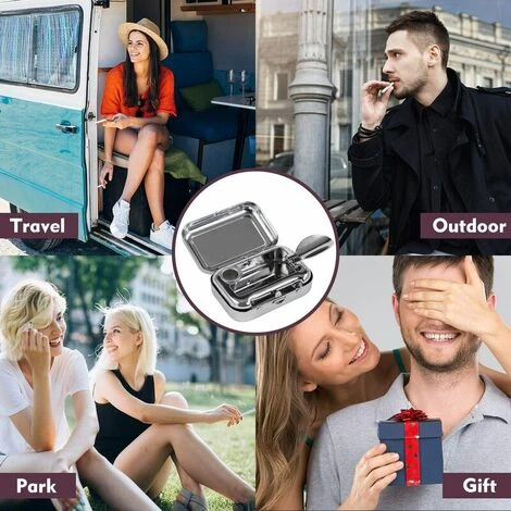 Cisea Cendrier Portable Cendrier De Poche En Acier Inoxydable Mini Cendrier Avec Couvercle Cigarette Cendrier Conteneur Pour Fumer Voyage En Plein Air – Image 5