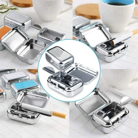 FLYME Cendrier De Poche Anti Odeur,Cendrier Portable, Cendrier Voiture,Mini Acier Inoxydable Cendrier,Mini Cendrier Pour L'usage Extérieur, Cendrier De Cigarette Avec Couvercle Clé Chaîne – Image 5