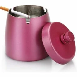 FLYME Cendrier En Acier Inoxydable Robuste Avec Couvercle - Extérieur Et Intérieur - Cendrier Tempête - Grand Cendrier Pour Les Restes De Cigarettes Dans Le Jardin, Le Bar, Le Bureau