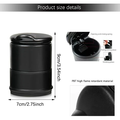 FLYME Cendrier De Voiture, Cendrier De Voiture Avec Couvercle Cendrier De Voiture Portable Cendrier Voiture Sans Fumée Cendrier Cigarette Voiture, Pour Voiture, Maison, Bureau Et Voyage â Image 2