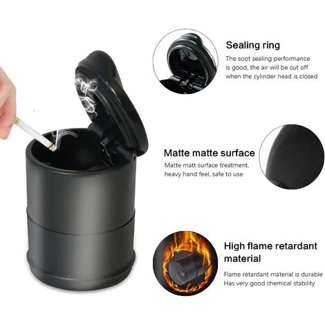 FLYME Cendrier De Voiture, Cendrier De Voiture Avec Couvercle Cendrier De Voiture Portable Cendrier Voiture Sans Fumée Cendrier Cigarette Voiture, Pour Voiture, Maison, Bureau Et Voyage â Image 3