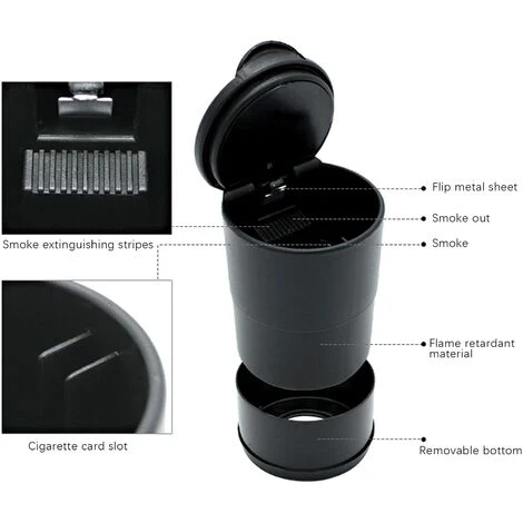 FLYME Cendrier De Voiture, Cendrier De Voiture Avec Couvercle Cendrier De Voiture Portable Cendrier Voiture Sans Fumée Cendrier Cigarette Voiture, Pour Voiture, Maison, Bureau Et Voyage â Image 4