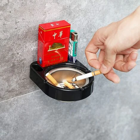 LLOVE 2 Pièces Cendrier Mural Mural En Acier Inoxydable, Cendrier Inox Pour Salle De Bain, Coupe Vent Cigarette Cendrier Fumeurs Cendre Utilisation Intérieure Ou Extérieure, Parfait Pour La Maison – Image 4